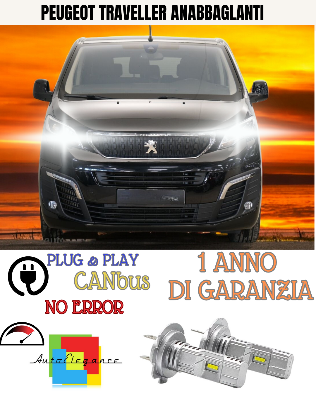 ✨KIT LED PEUGEOT TRAVELLER H7 6000K BIANCO ANABBAGLIANTI ✨