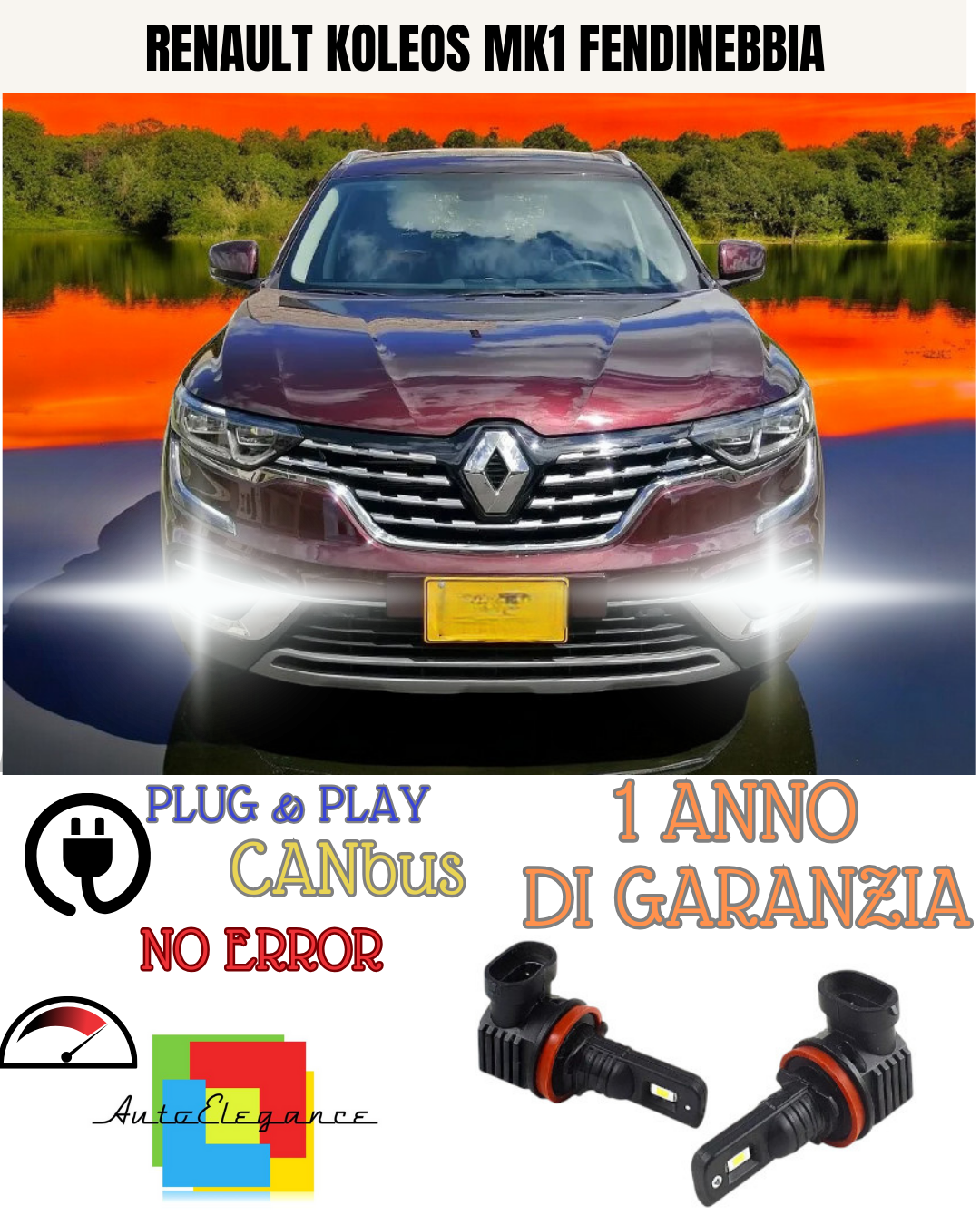 🔥KIT LED H11 RENAULT KOLEOS MK1 6000K BIANCO FENDINEBBIA 🔥