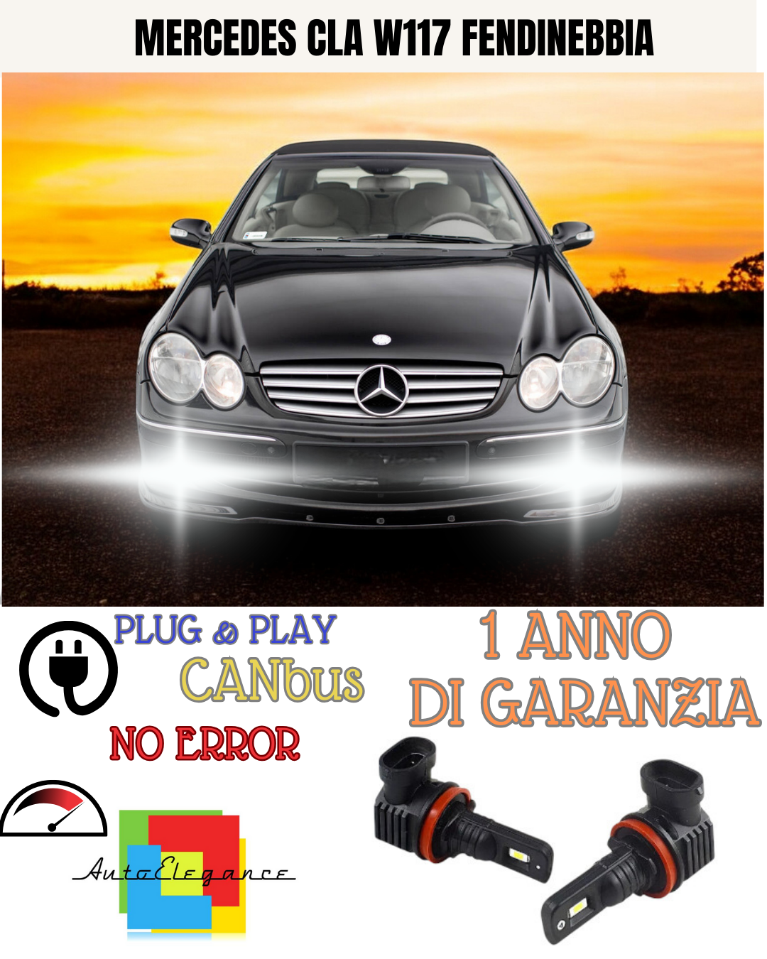 🔥KIT LED H11 MERCEDES CLA W117 6000K BIANCO FENDINEBBIA 🔥