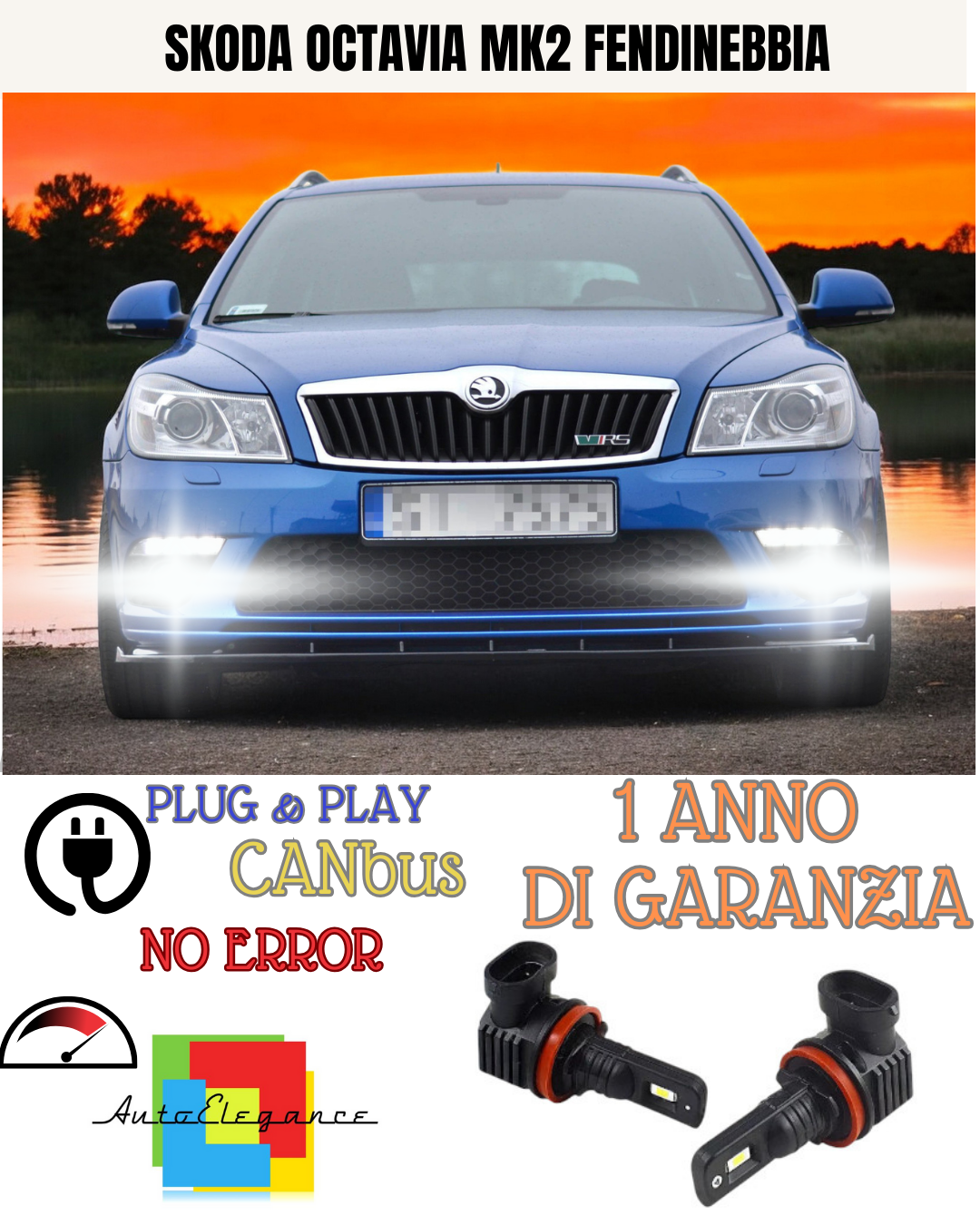 🔥KIT LED H8 SKODA OCTAVIA MK2 6000K BIANCO FENDINEBBIA 🔥