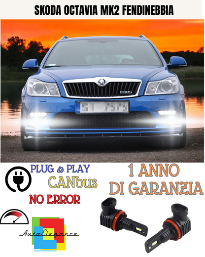 🔥KIT LED H8 SKODA OCTAVIA MK2 6000K BIANCO FENDINEBBIA 🔥