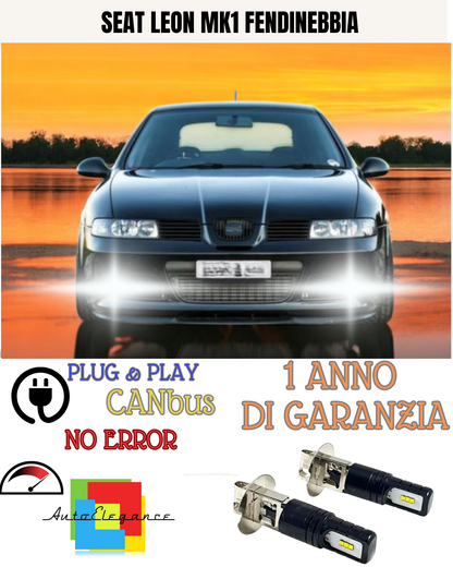 🔥KIT LED H3 SEAT LEON MK1 1M 6000K BIANCO FENDINEBBIA 🔥