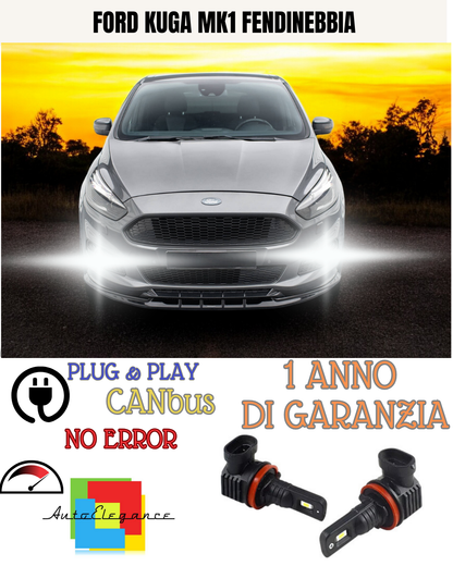 🔥KIT LED H8 FORD KUGA MK1 6000K BIANCO FENDINEBBIA 🔥