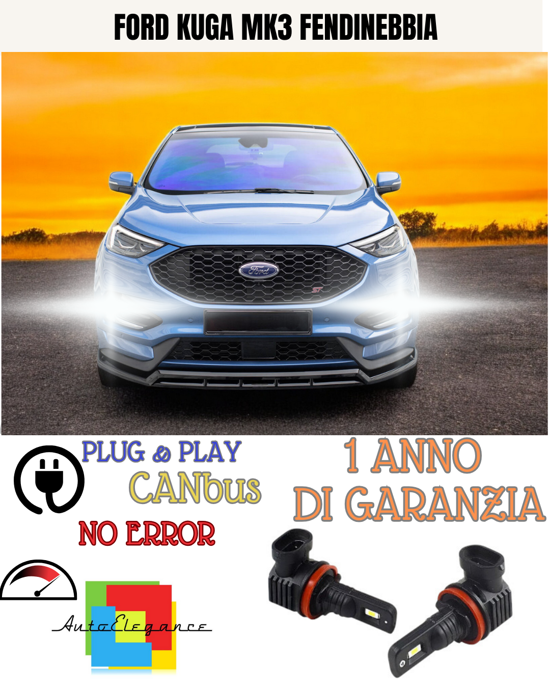 🔥KIT LED H8 FORD KUGA MK3 6000K BIANCO FENDINEBBIA 🔥