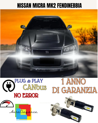 🔥KIT LED H3 NISSAN MICRA MK2 6000K BIANCO FENDINEBBIA 🔥