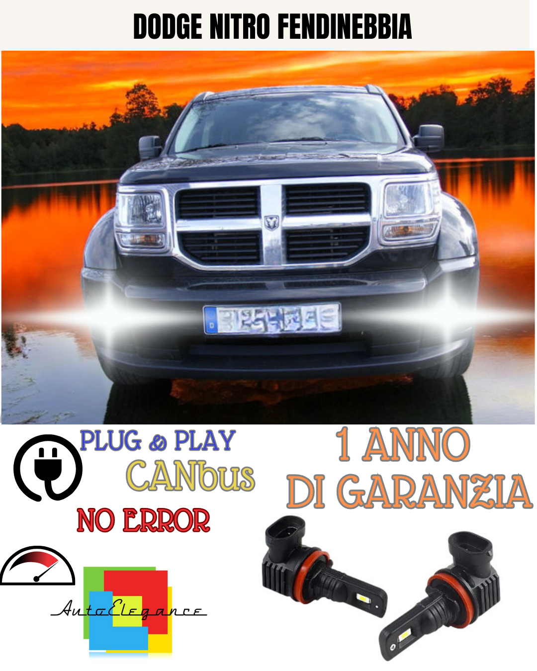 🔥KIT LED H10 DODGE NITRO 6000K BIANCO FENDINEBBIA 🔥