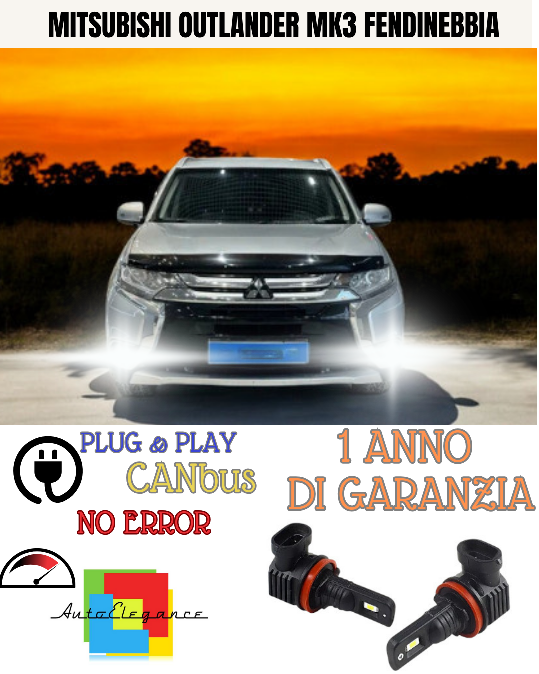 🔥KIT LED H11 MITSUBISHI OUTLANDER MK3 6000K BIANCO FENDINEBBIA 🔥