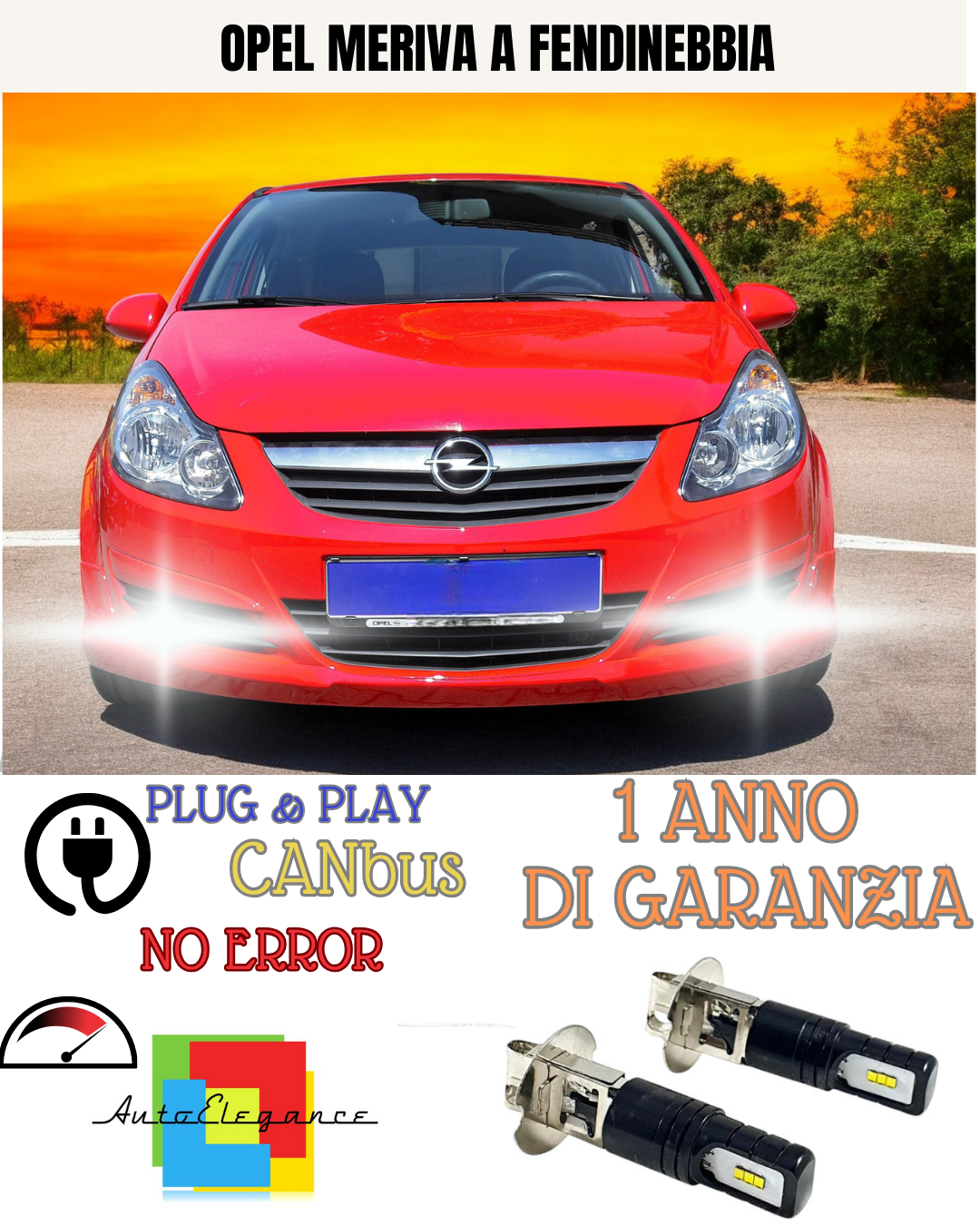 🔥KIT LED H3 OPEL MERIVA A 6000K BIANCO FENDINEBBIA 🔥