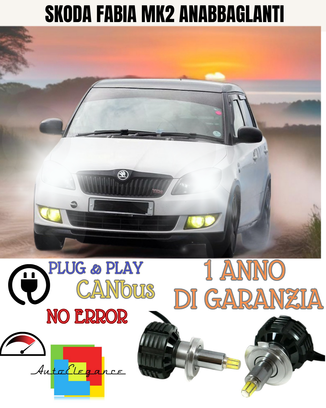 🔥FULL LED KIT LOW BEAM H7 6000K CANBUS LENTICULAR 360 SKODA FABIA MK2🔥