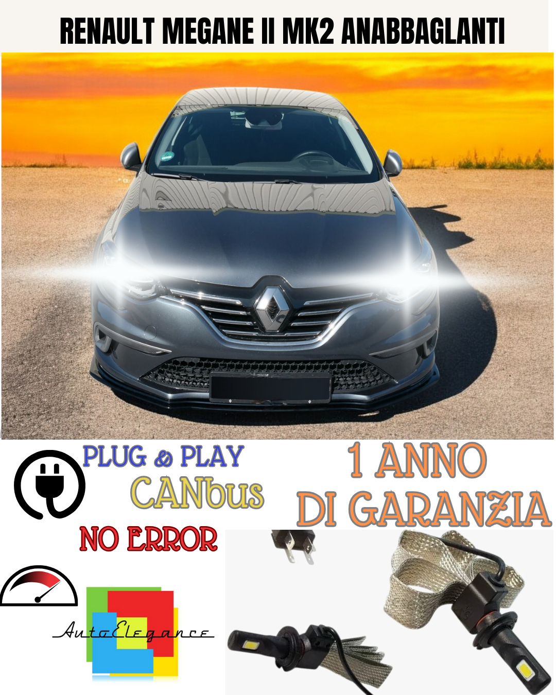 ✨KIT LED H7 RENAULT MEGANE II MK2 6000K  BIANCO ANABBAGLIANTE ✨