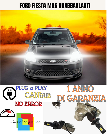 🔥KIT LED H7  FORD FIESTA MK6 6000K  BIANCO ANABBAGLIANTE 🔥