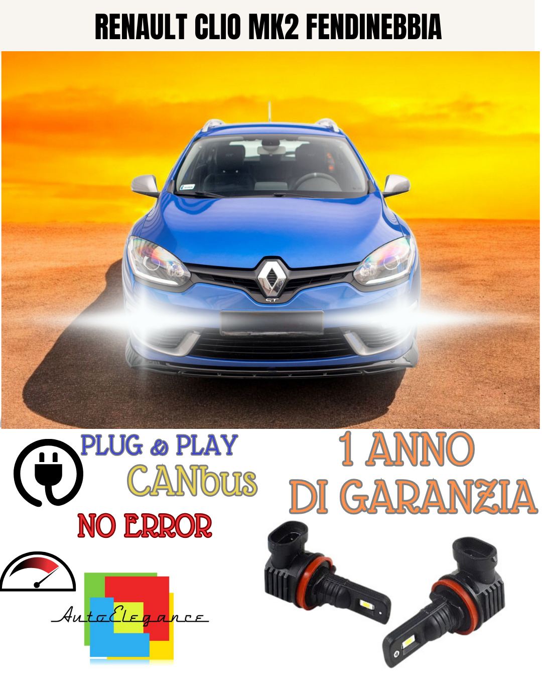 🔥KIT LED H11 RENAULT CLIO MK2 RESTYLING 6000K BIANCO FENDINEBBIA 🔥