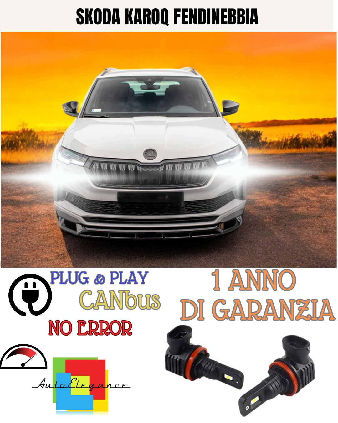 🔥KIT LED H8 SKODA KAROQ 6000K BIANCO FENDINEBBIA 🔥