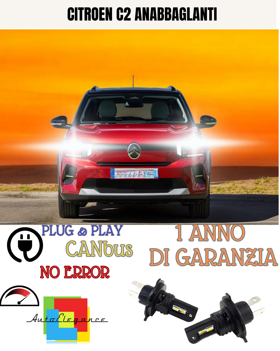✨KIT LED CITROEN C2 H4 6000K  8000 LUMEN  ANABBAGLIANTI ABBAGLIANTI ✨