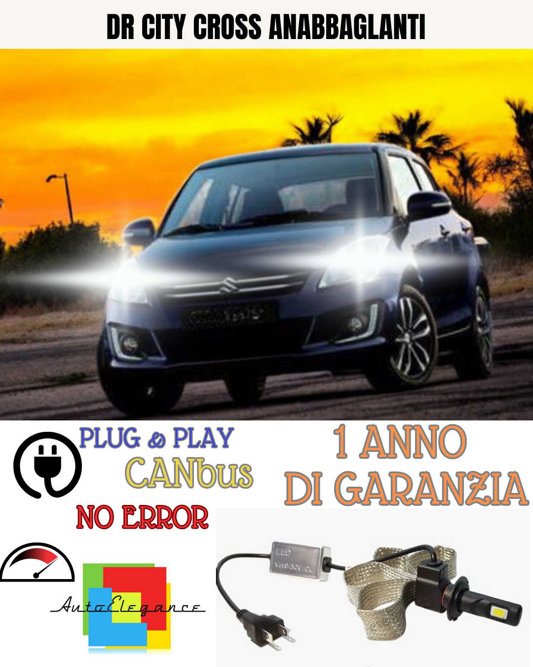 🔥KIT LED DR CITY CROSS H7 6000K BIANCO 6400  LUMEN ANABBAGLIANTI🔥