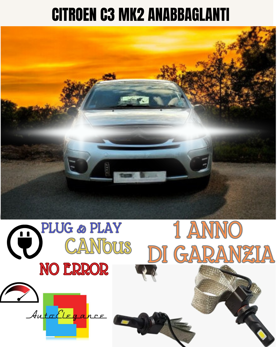 🔥KIT LED H7 CITROEN C3 MK2 6000K  BIANCO ANABBAGLIANTE 🔥