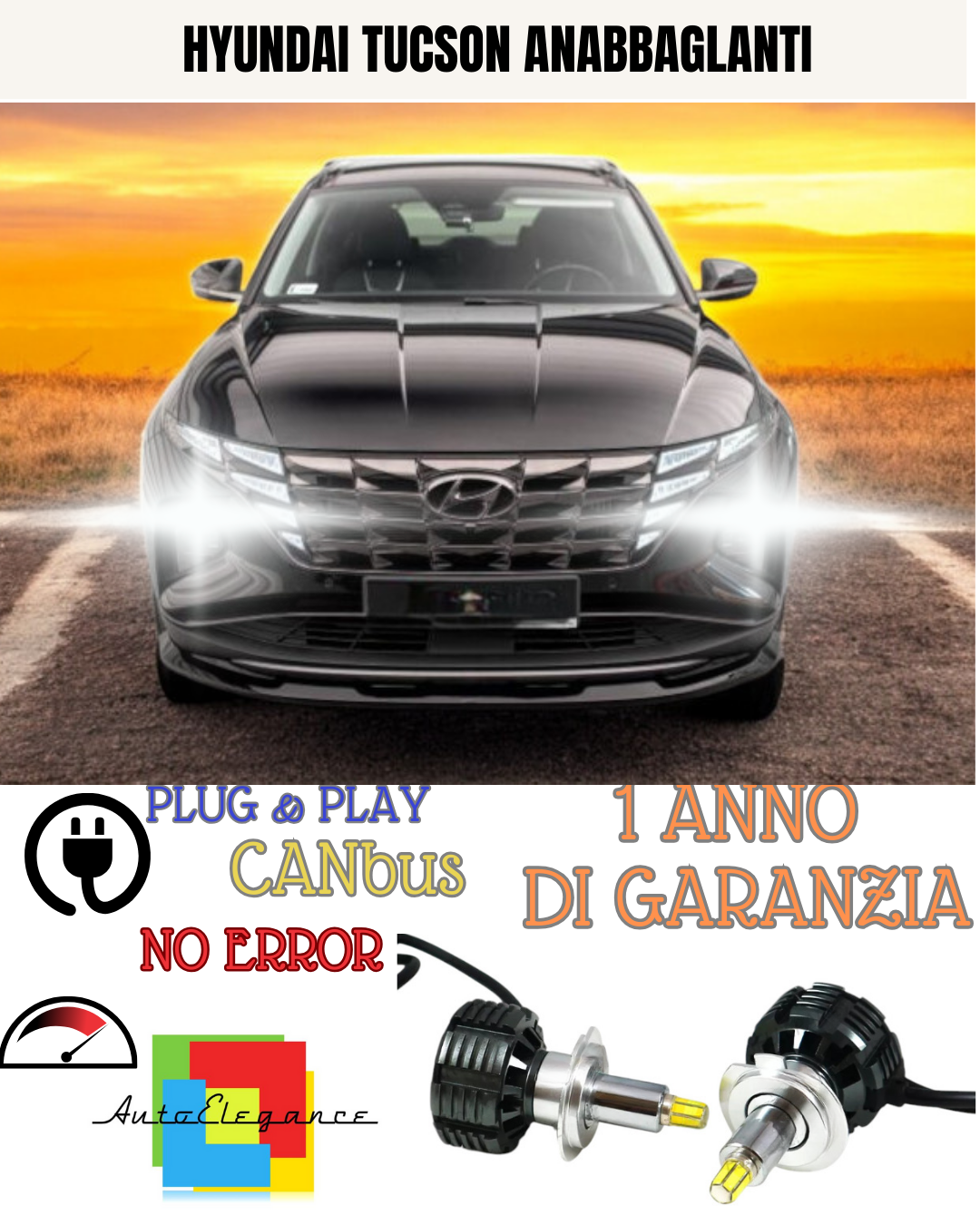 ✨KIT LED HYUNDAI TUCSON H7 6000K  9600 BIANCO  ANABBAGLIANTI✨