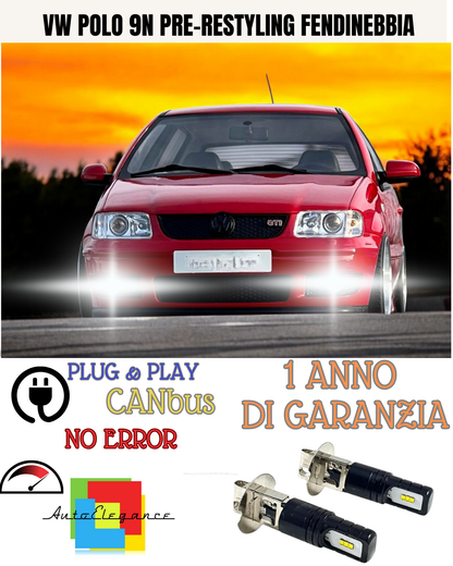 🔥KIT LED H3 VW POLO 9N PRE-RESTYLING 6000K BIANCO FENDINEBBIA 🔥