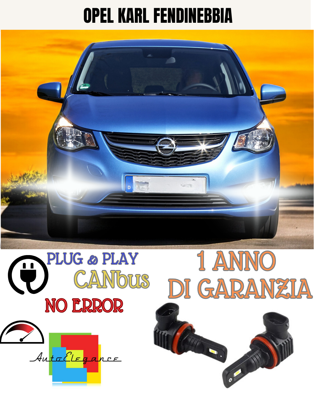 🔥KIT LED H8 OPEL KARL 6000K BIANCO FENDINEBBIA 🔥