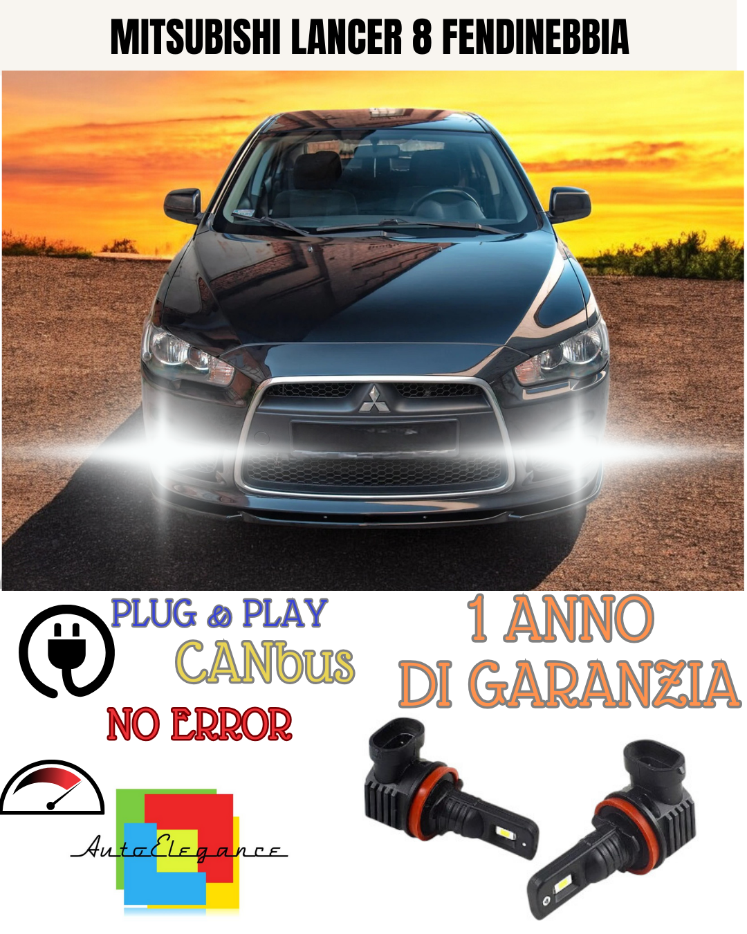 🔥KIT LED H11 MITSUBISHI LANCER 8 6000K BIANCO FENDINEBBIA 🔥