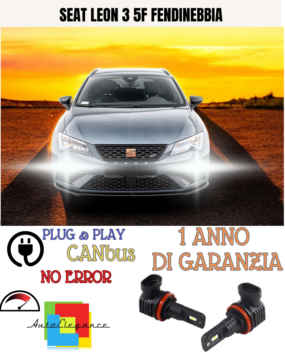 🔥KIT LED H8 SEAT LEON 3 5F RESTYLING 6000K BIANCO FENDINEBBIA 🔥