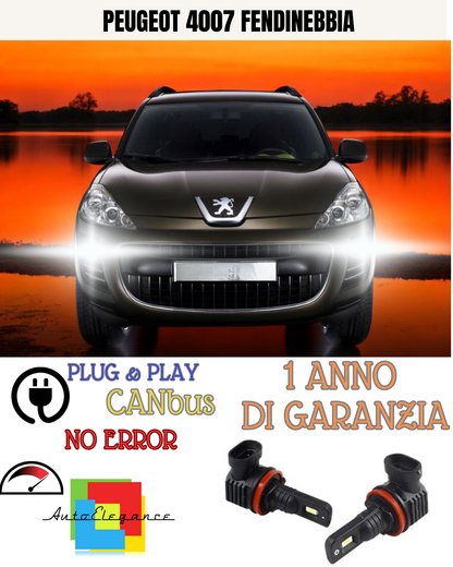 🔥KIT LED H11 PEUGEOT 4007 6000K BIANCO FENDINEBBIA 🔥