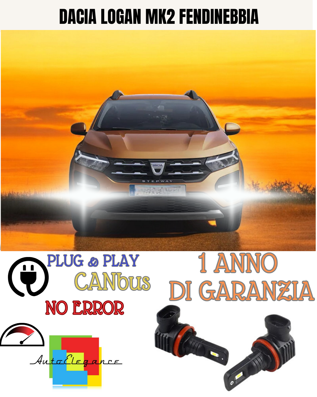 🔥KIT LED H11 DACIA LOGAN MK2 6000K BIANCO FENDINEBBIA 🔥