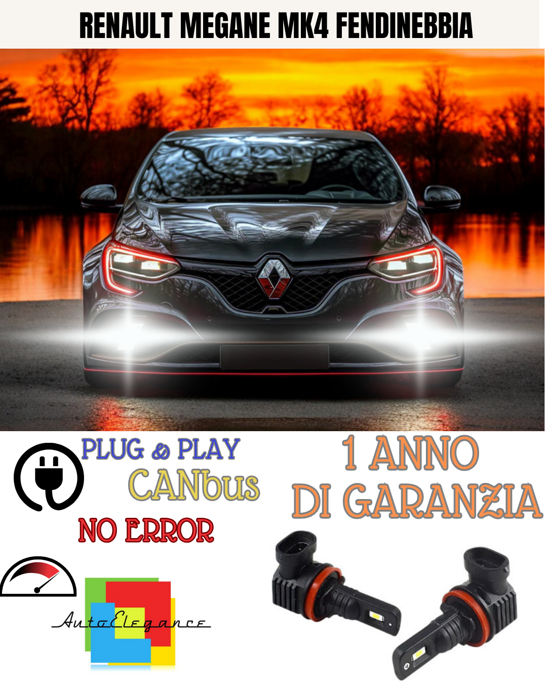 🔥KIT LED H16 RENAULT MEGANE MK4 6000K BIANCO FENDINEBBIA 🔥