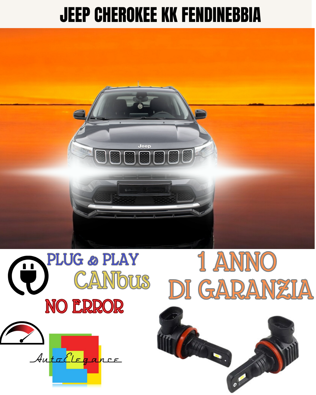 🔥KIT LED H10 JEEP CHEROKEE KK 6000K BIANCO FENDINEBBIA 🔥