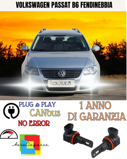 🔥KIT LED H8 VOLKSWAGEN PASSAT B6 6000K BIANCO FENDINEBBIA 🔥
