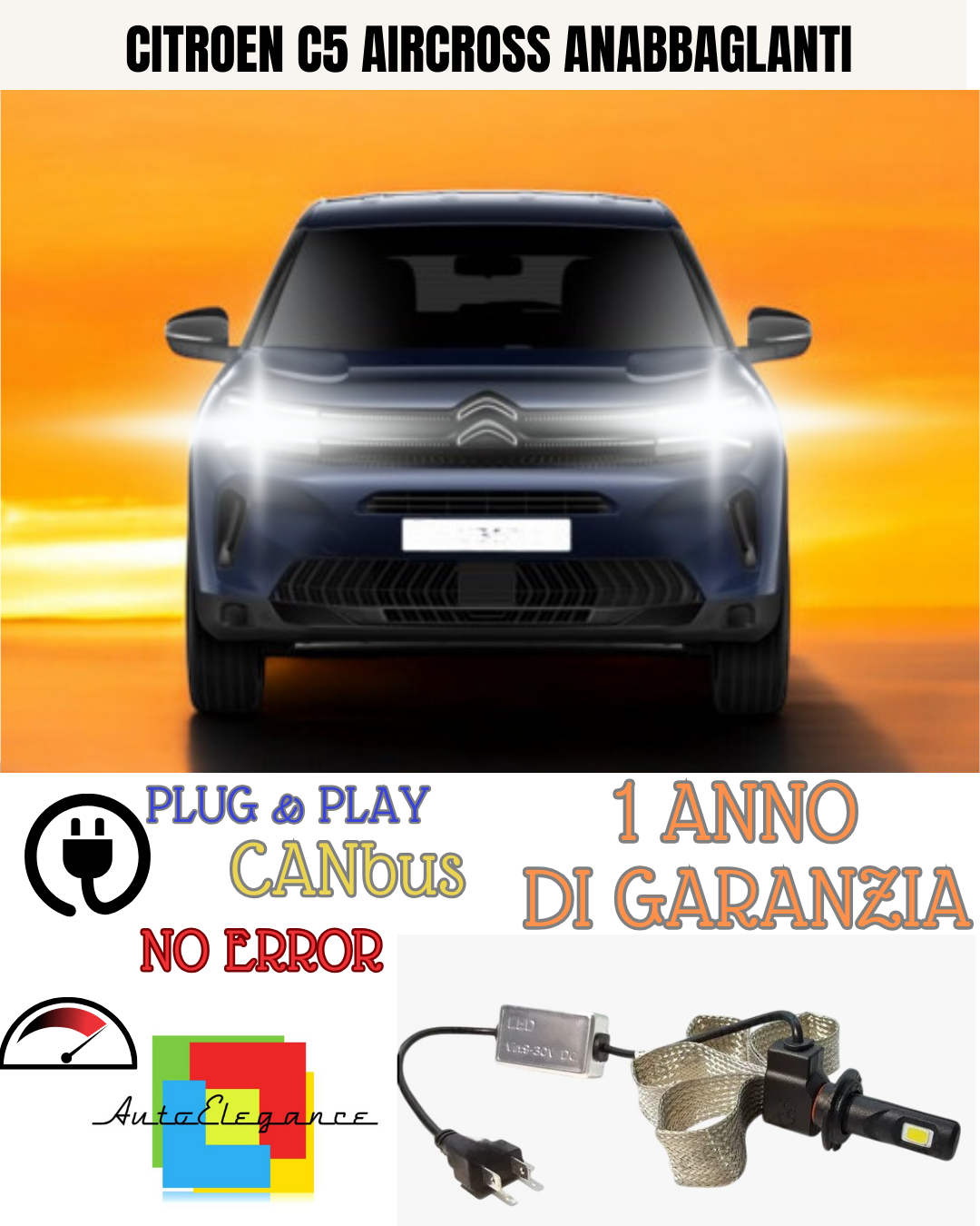 🔥KIT LED CITROEN C5 AIRCROSS H7  BIANCO  ANABBAGLIANTI🔥