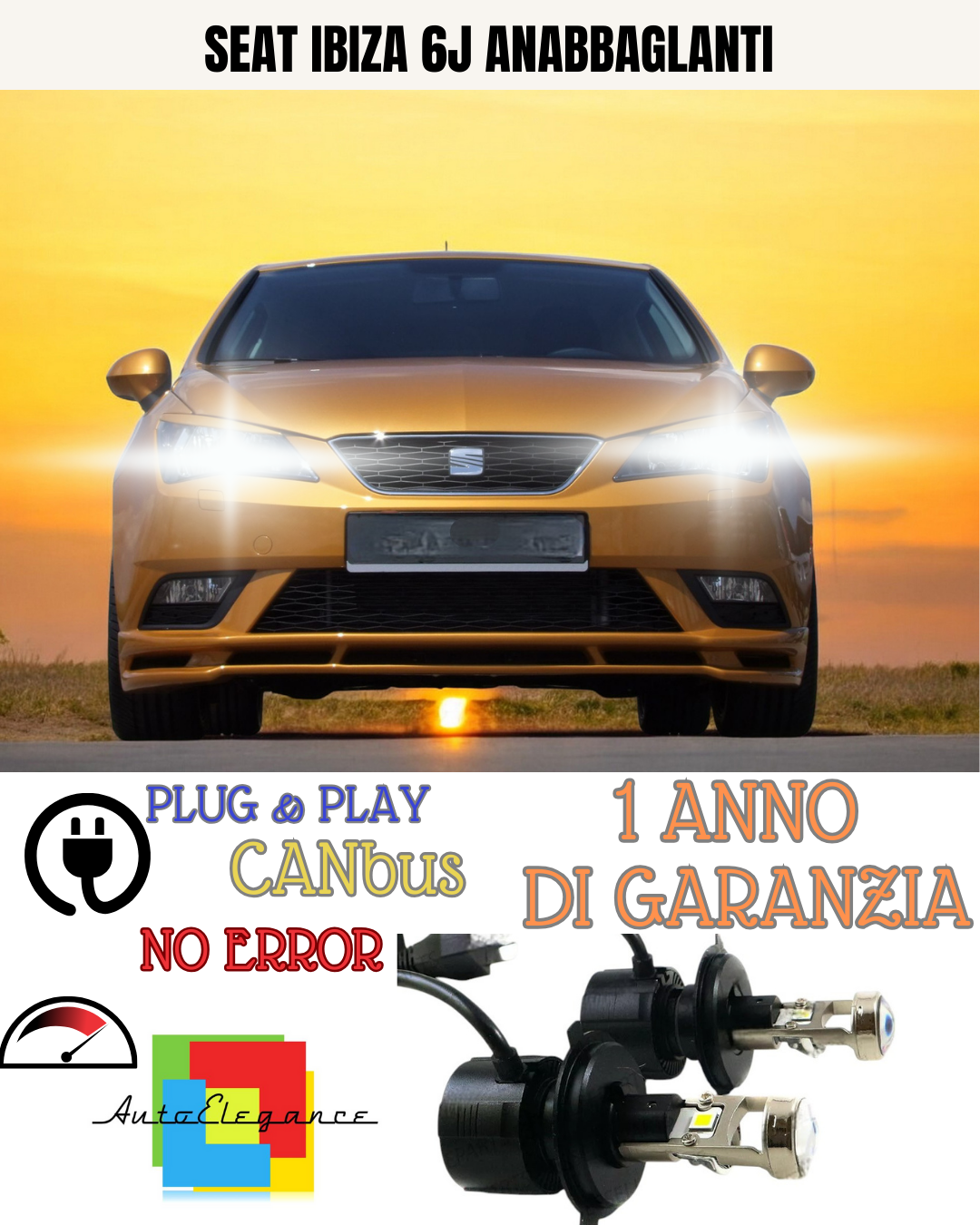 🔥KIT BI-LED H4 SEAT IBIZA 6J 18000 6000K ANABBAGLIANTI🔥