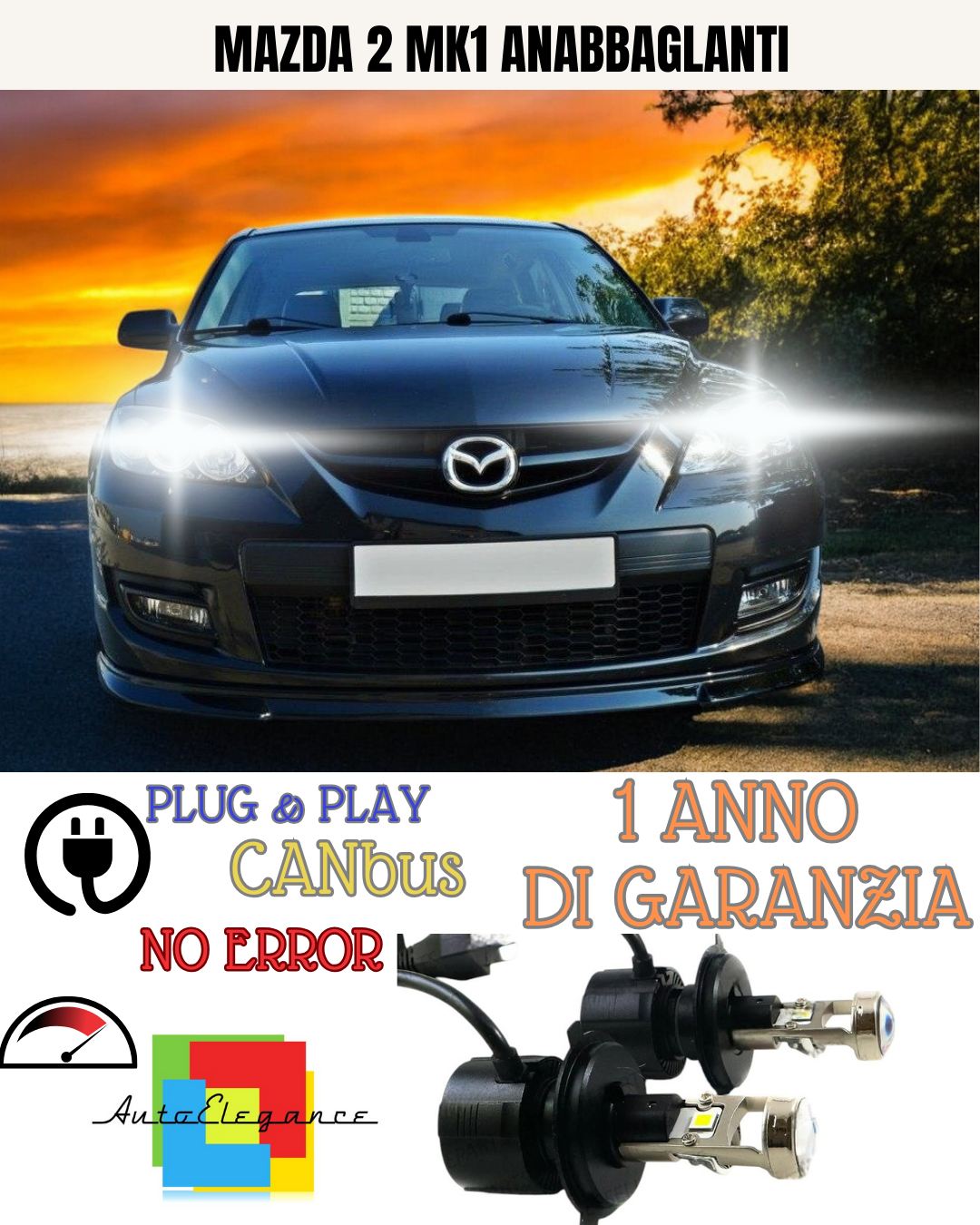 🔥KIT BI-LED H4 MAZDA 2 MK1 18000 6000K ANABBAGLIANTI🔥