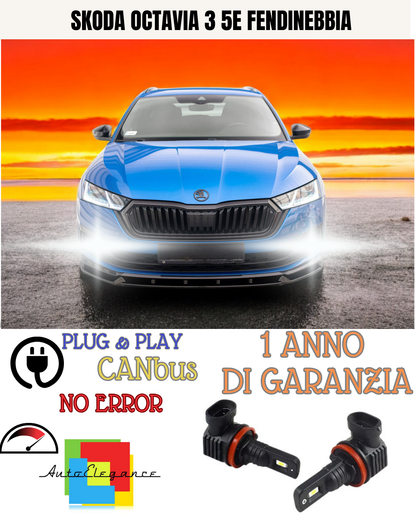 🔥KIT LED H8 SKODA OCTAVIA 3 5E RESTYLING 6000K BIANCO FENDINEBBIA 🔥
