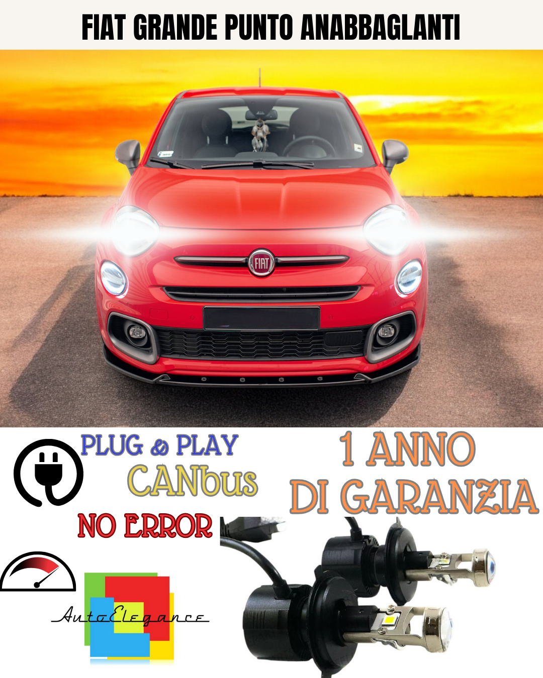 🔥KIT BI-LED H4 FIAT GRANDE PUNTO 18000 6000K ANABBAGLIANTI🔥