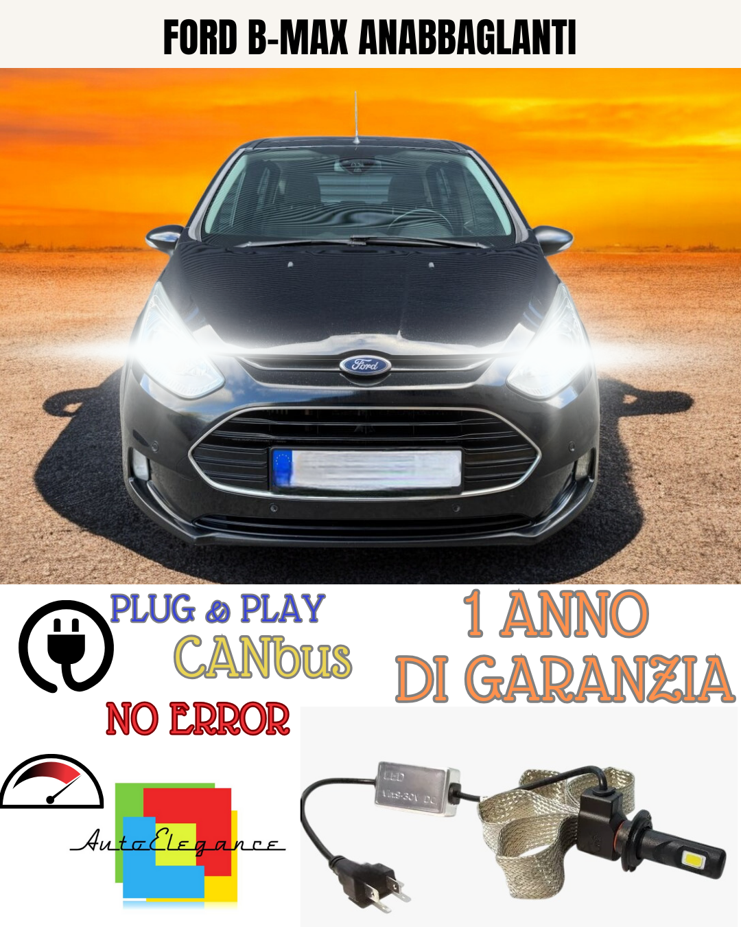 🔥KIT LED FORD B-MAX H7 6000K BIANCO 6400 LUMEN ANABBAGLIANTI🔥