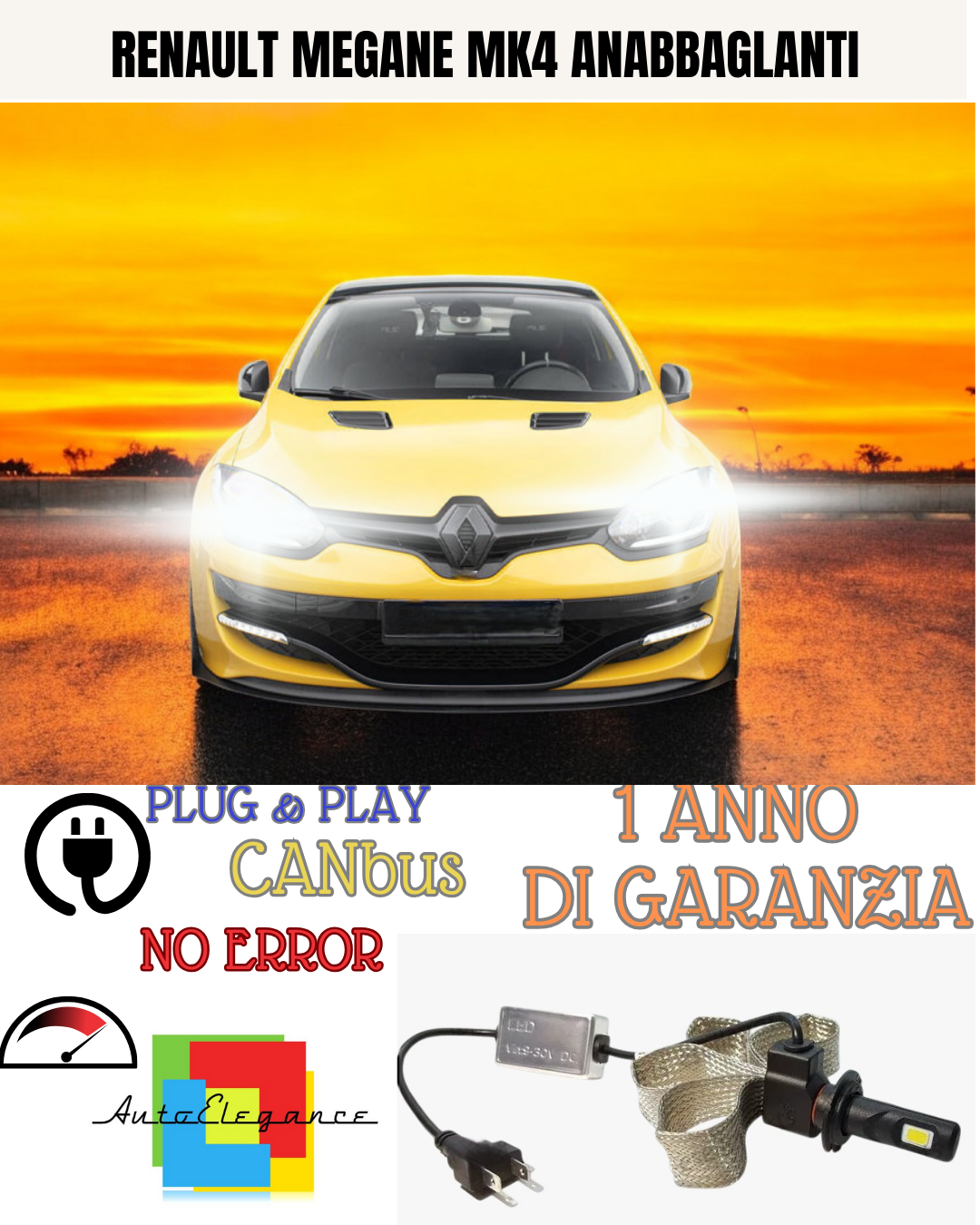 ✨KIT LED H7 RENAULT MEGANE MK4 6000K  ANABBAGLIANTE ✨