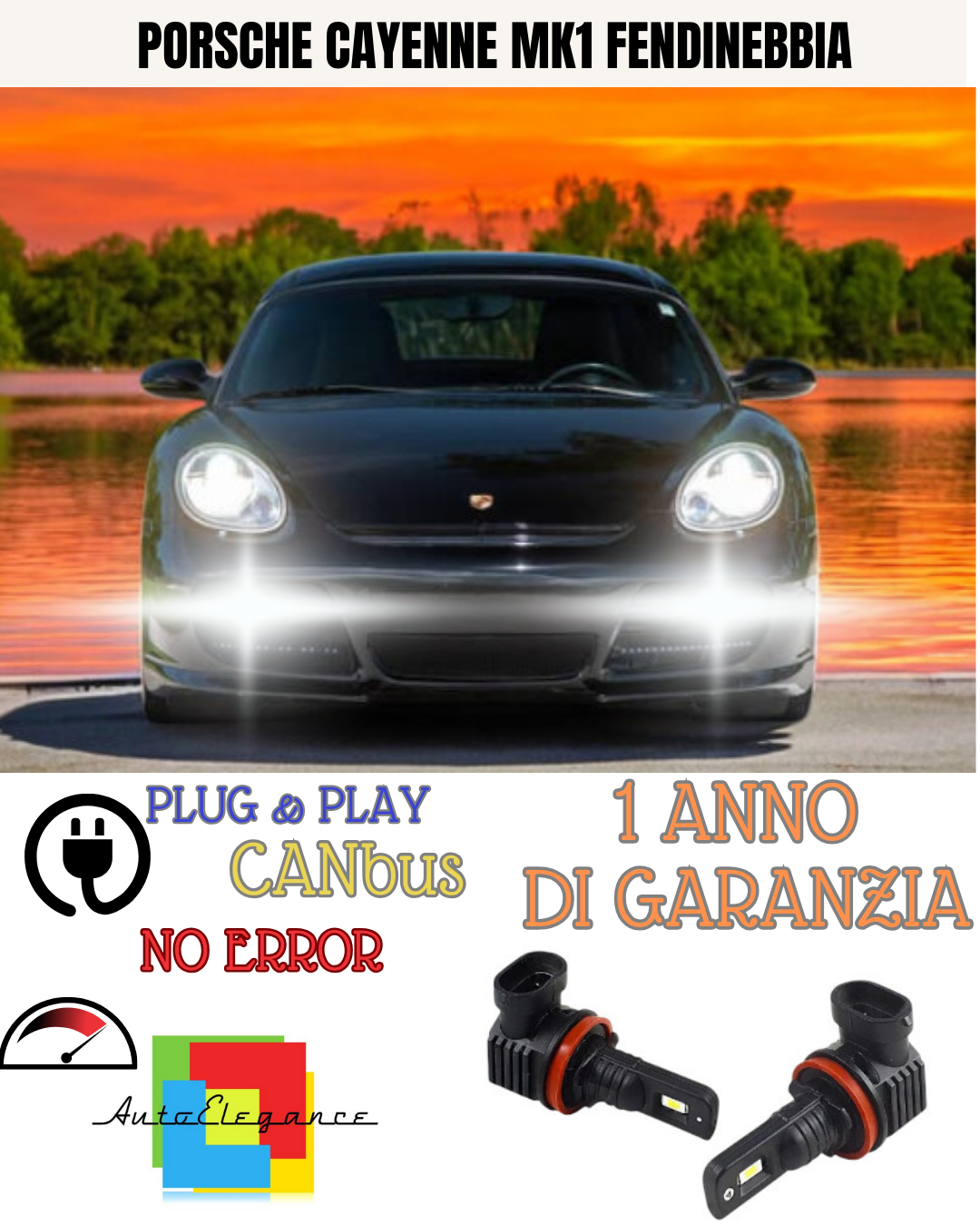 🔥KIT LED H8 PORSCHE CAYENNE MK1 PRE-ERESTYLING 6000K BIANCO FENDINEBBIA 🔥
