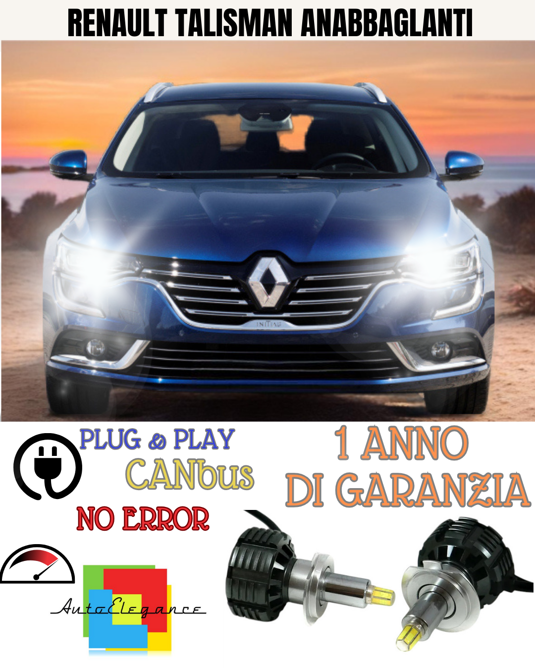 🔥KIT FULL LED ANABBAGLIANTI H7 6000K LED CANBUS PER LENTICOLARI 360 RENAULT 🔥