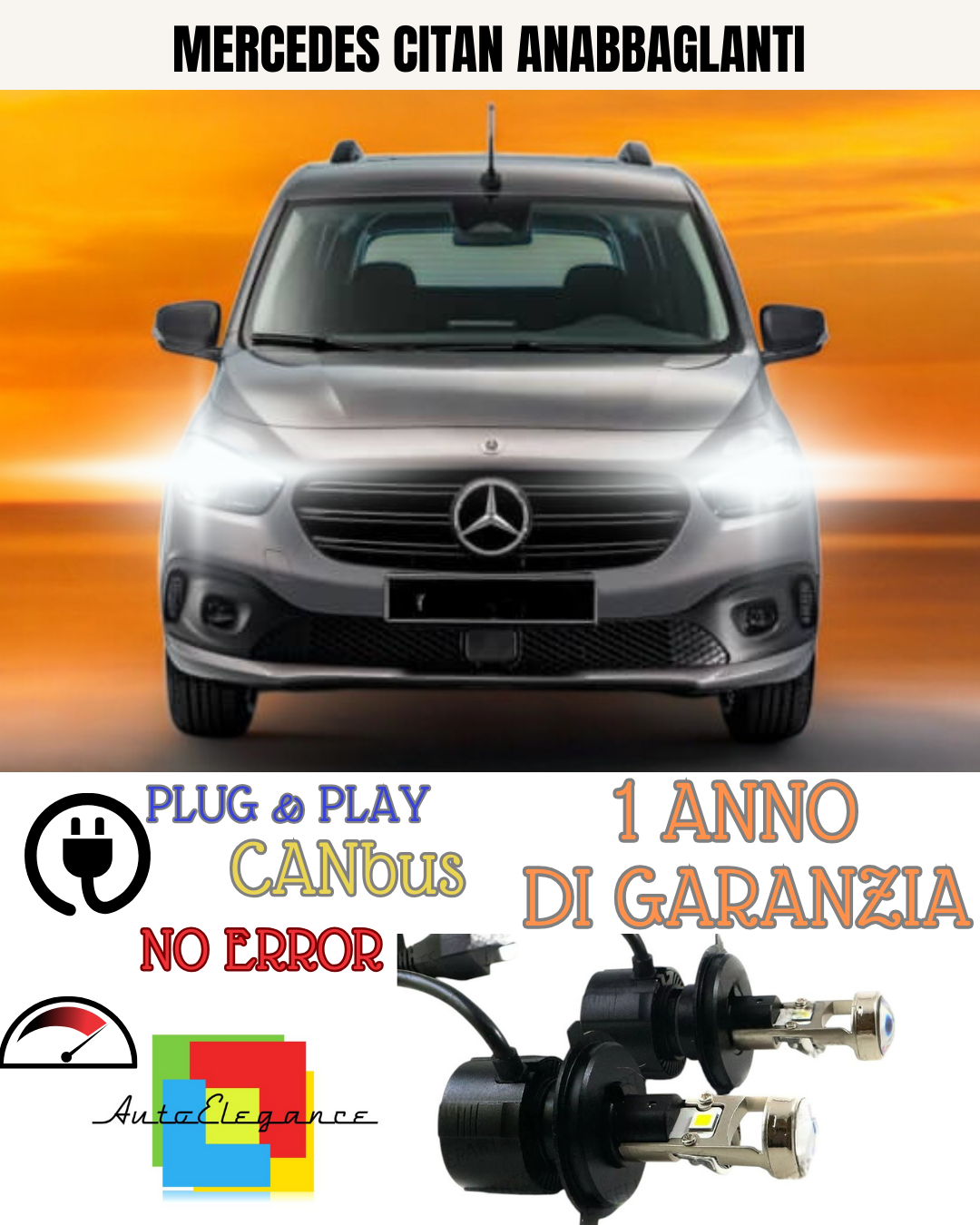 🔥KIT BI-LED H4 MERCEDES CITAN 18000 6000K ANABBAGLIANTI🔥