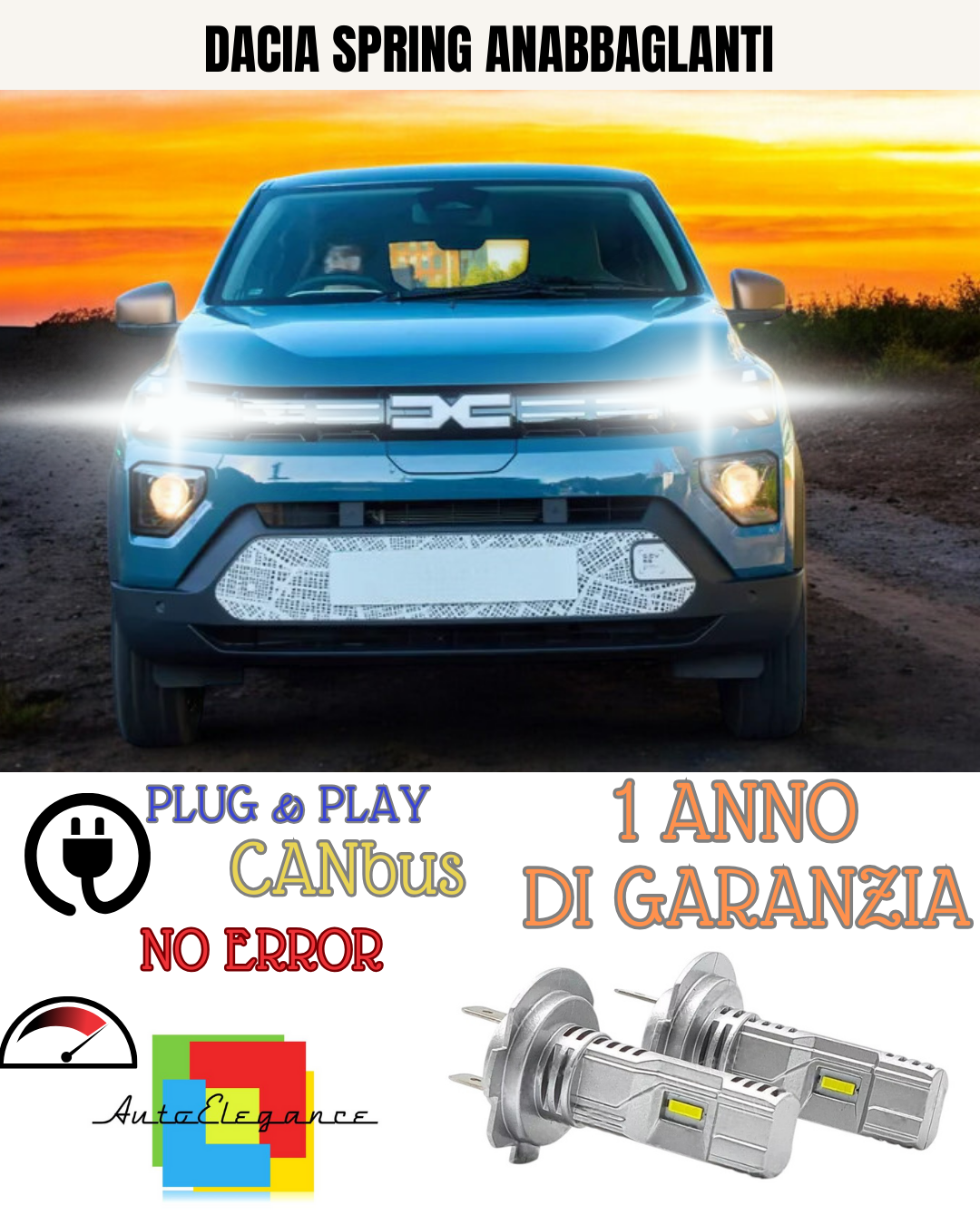🔥KIT LED DACIA SPRING H7 6000K BIANCO  ANABBAGLIANTI🔥