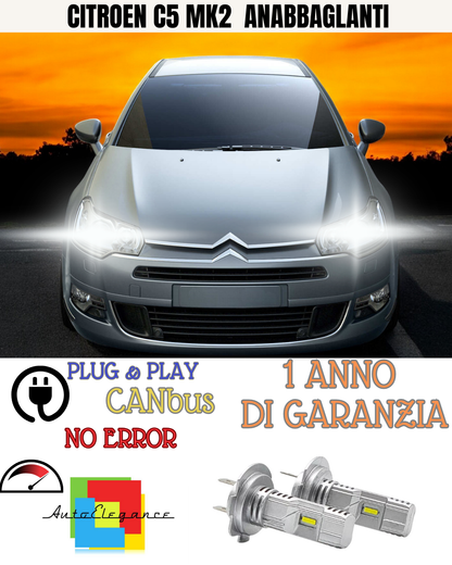 🔥KIT LED CITROEN C5 MK2  H7 6000K BIANCO ANABBAGLIANTI 🔥