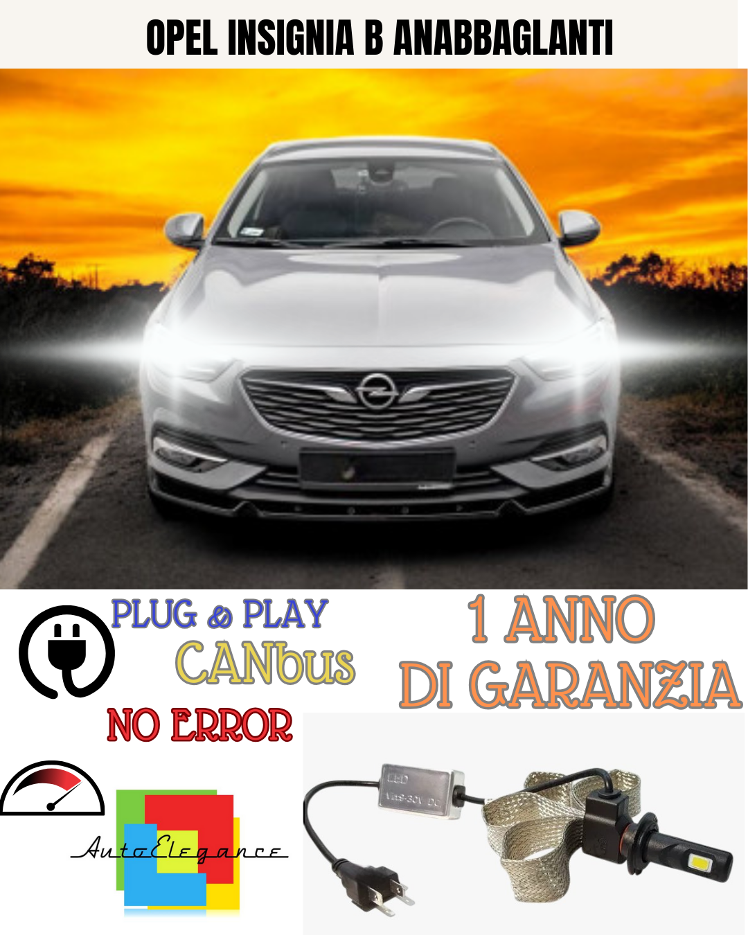 🔥KIT LED OPEL INSIGNIA B H7 6000K  BIANCO ANABBAGLIANTI🔥