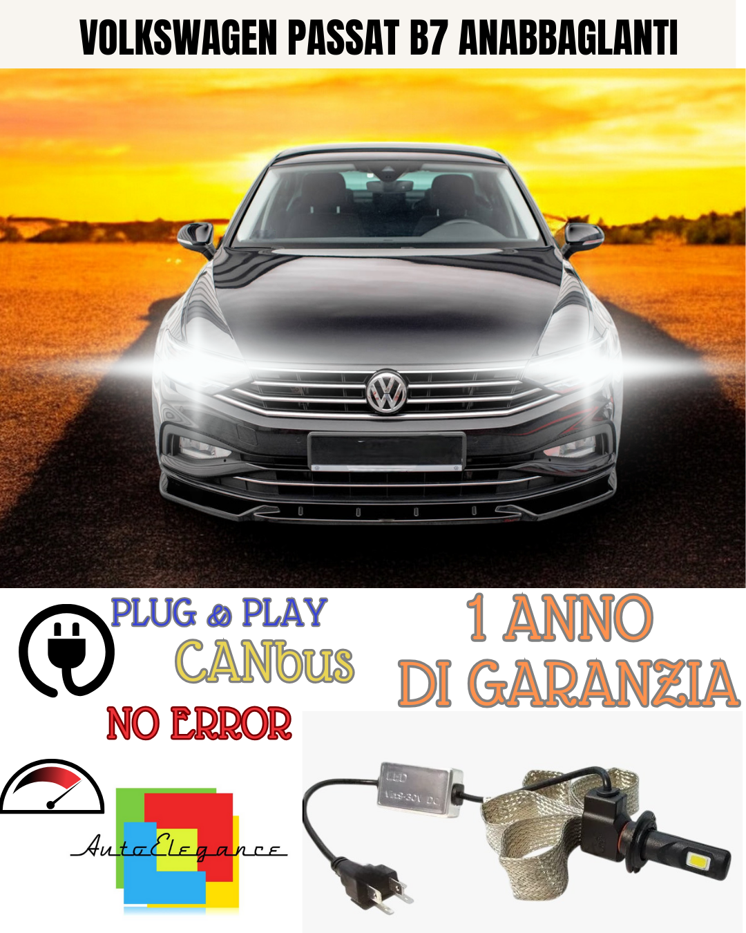 🔥KIT LED VOLKSWAGEN PASSAT B7 H7 6000K  BIANCO ANABBAGLIANTI🔥