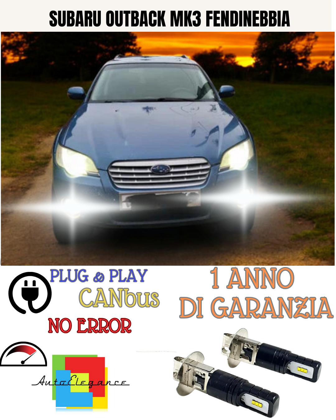 🔥KIT LED H3 SUBARU OUTBACK MK3 6000K BIANCO FENDINEBBIA 🔥
