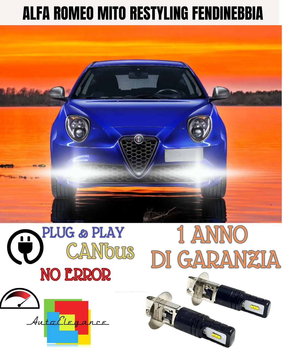🔥KIT LED H3 ALFA ROMEO MITO RESTYLING 6000K BIANCO FENDINEBBIA 🔥