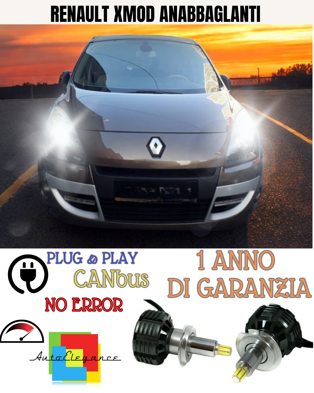 🔥KIT FULL LED ANABBAGLIANTI H7 6000K LED CANBUS PER LENTICOLARI360 RENAULT🔥