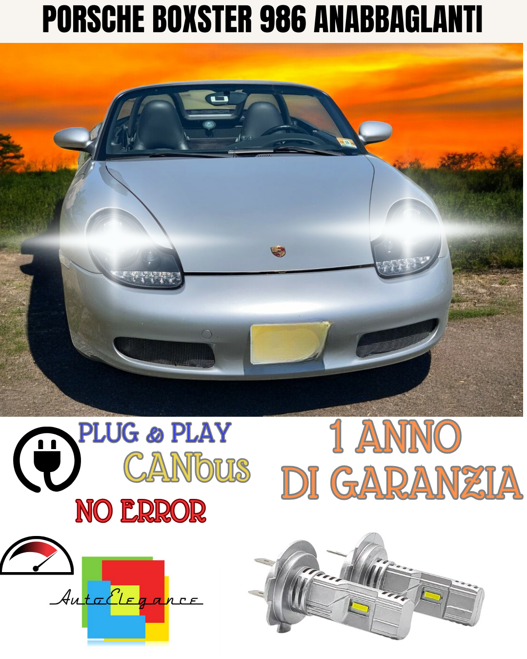 ⭐KIT LED PORSCHE BOXSTER 986 H7 6000K BIANCO ANABBAGLIANTI ⭐