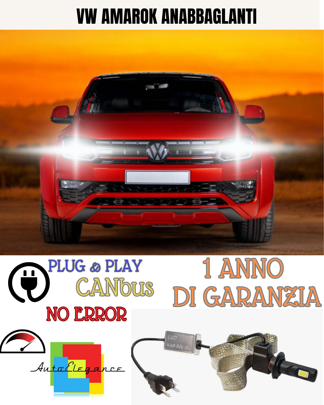 🔥KIT LED VW AMAROK H7 6000K  BIANCO ANABBAGLIANTI🔥