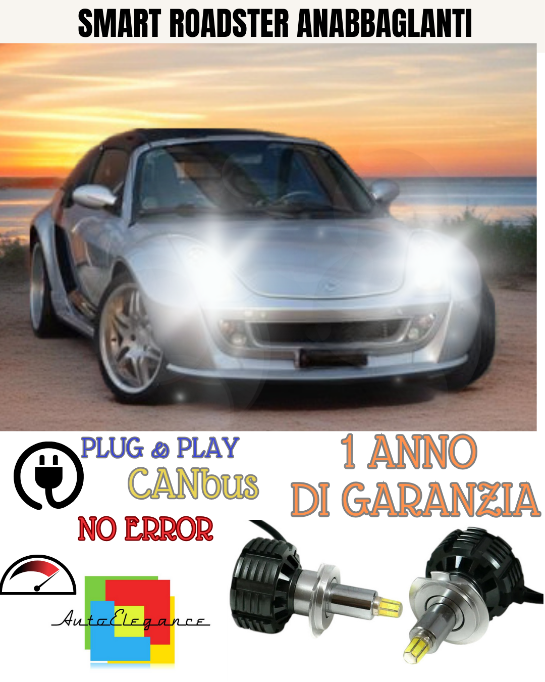 🔥KIT FULL LED ANABBAGLIANTI H7 6000K CANBUS LENTICOLARI 360 SMART ROADSTER🔥